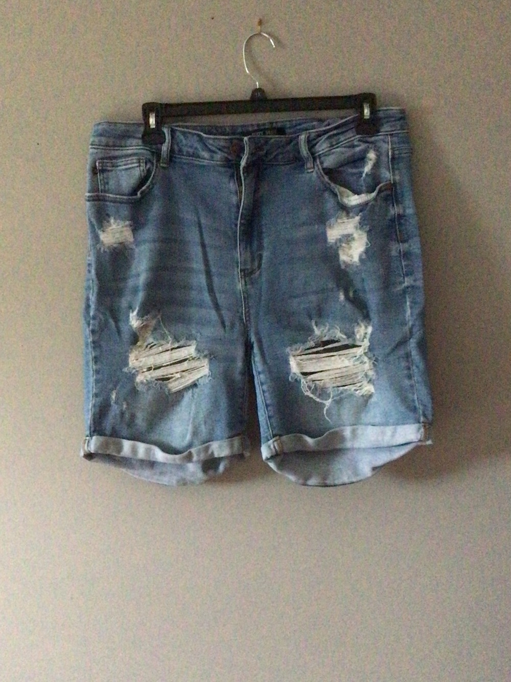 Judy Blue Distressed Light Blue Denim Shorts